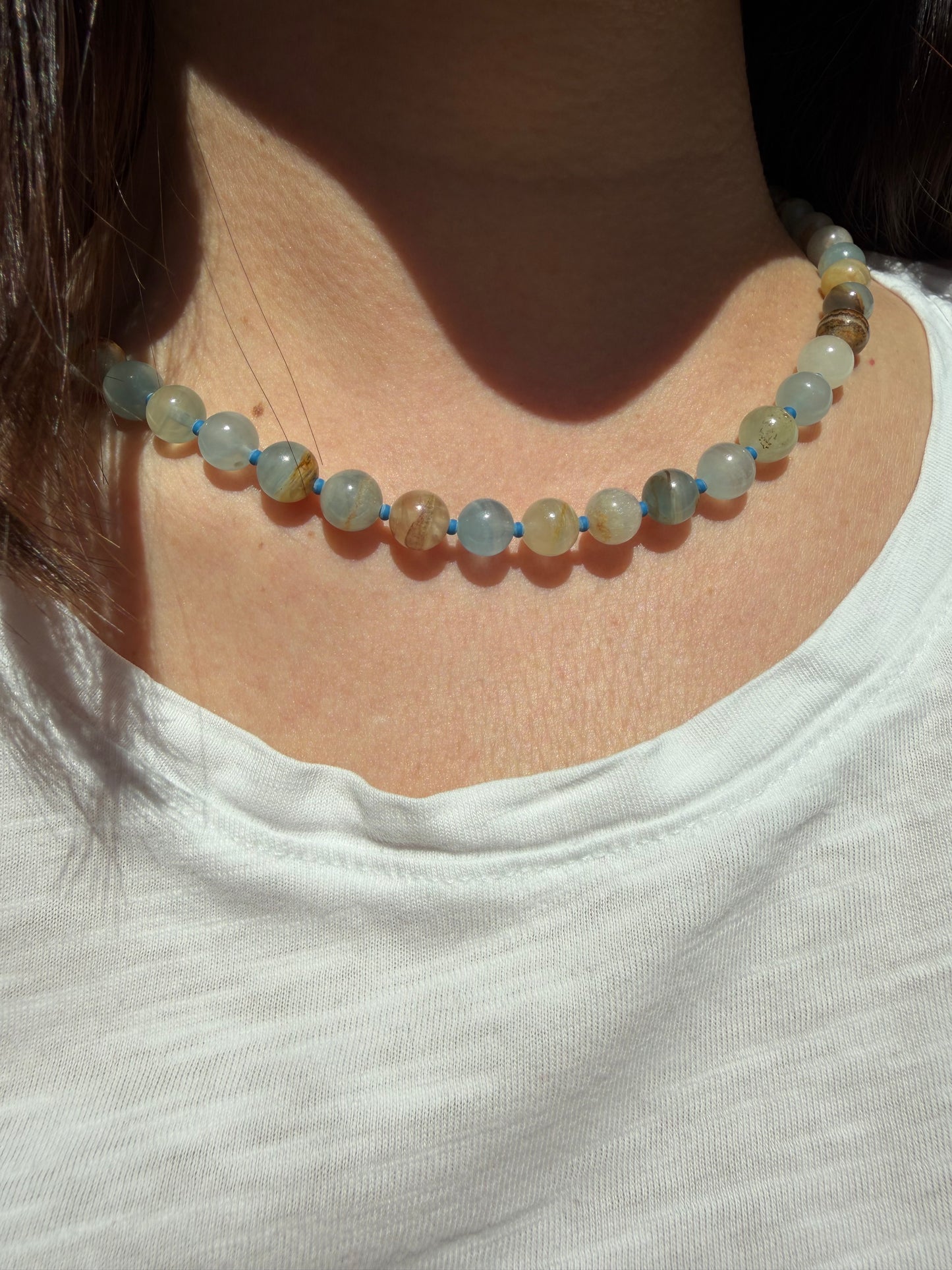 Ocean Blue – Necklace with Blue Calcite – Handmade