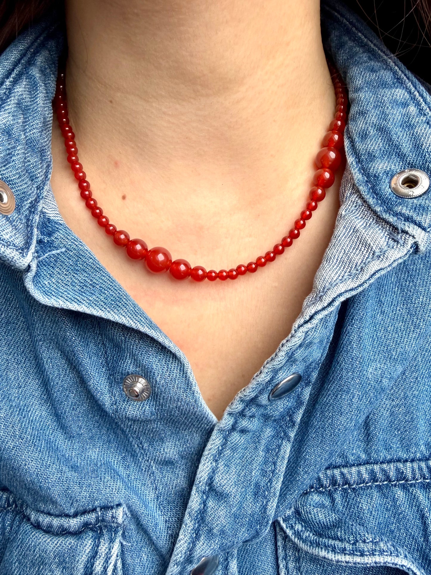 Red Agate – Necklace made of red agate – handmade