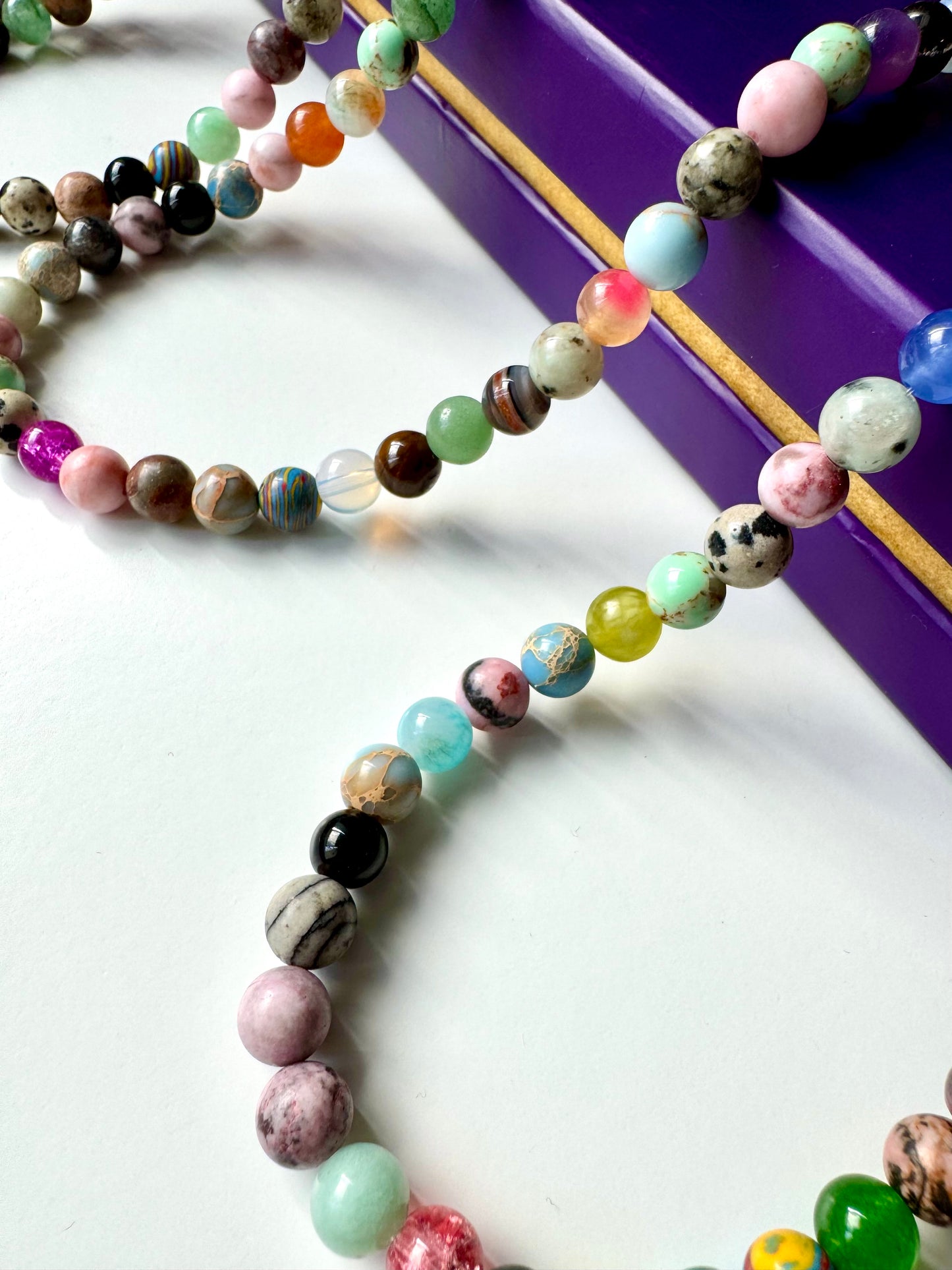 Bunte Edelstein-Halskette – Naturstein-Mix & 18k Vergoldet | Minnak