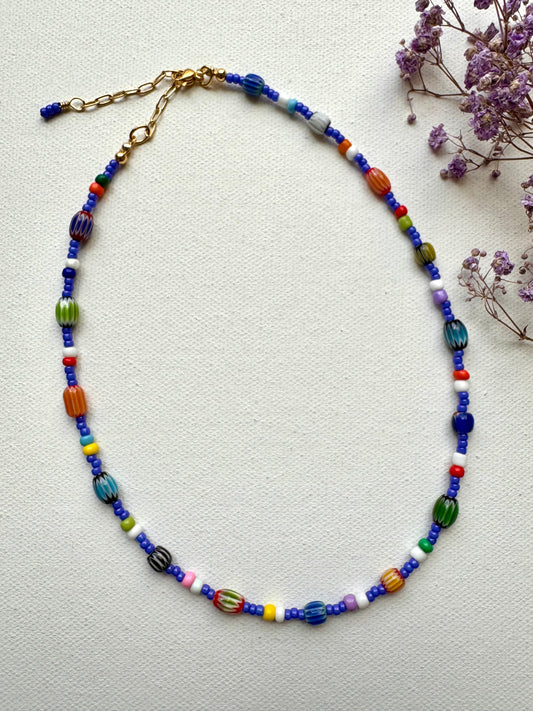 Vintage Halskette mit bunten Miyuki Glasperlen – handgemacht