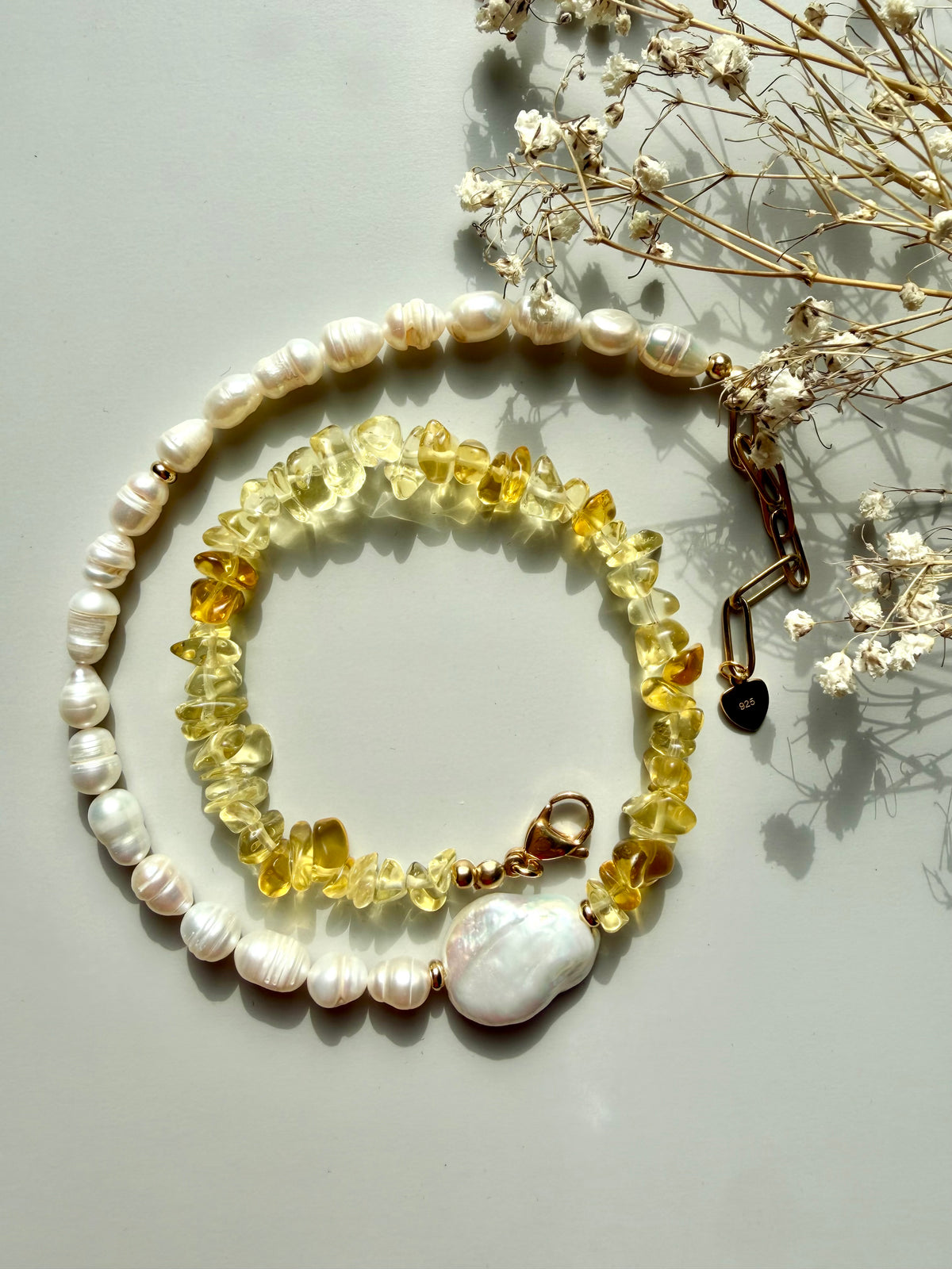 Citrine Sun – Halskette mit Citrin und Süßwasserperlen – Ansicht 3