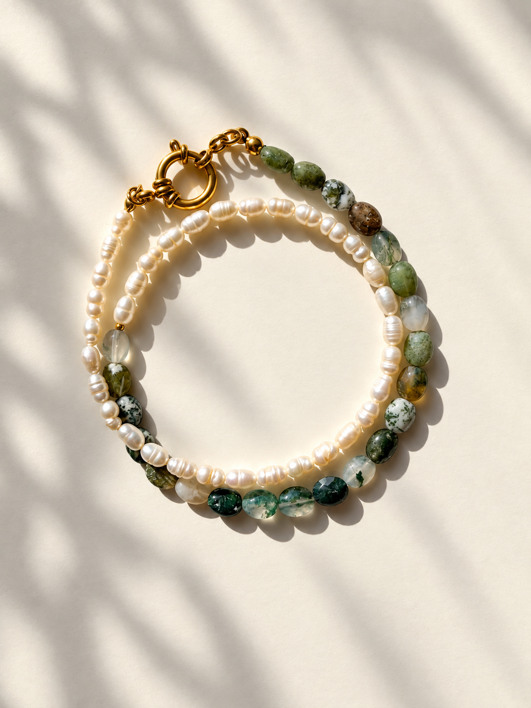 Moss Pearl – Moosachat Halskette mit Süßwasserperlen – Ansicht 3