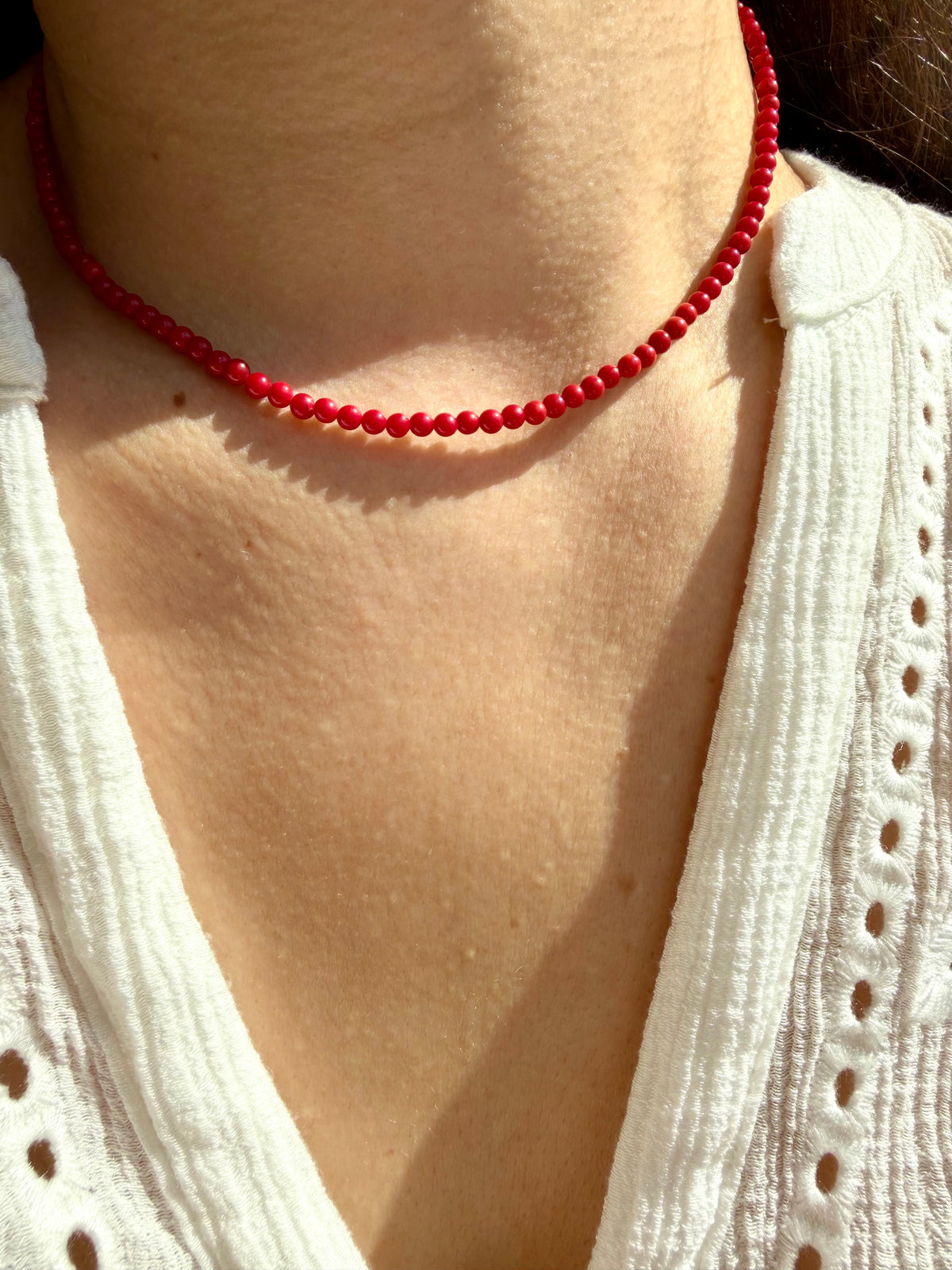 Red Muse – zarte Korallen Halskette – Ansicht 2