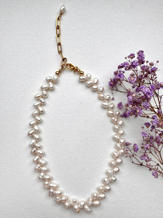 Süßwasserperlen Choker mit 18k vergoldetem Verschluss