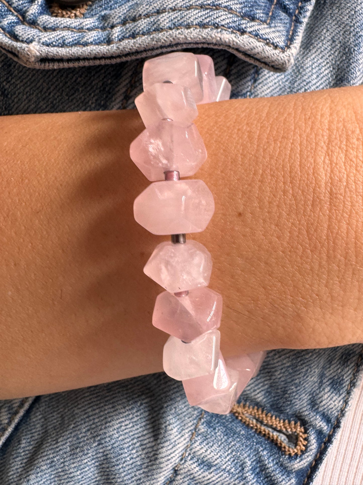 Chunky-Armband aus facettiertem Rosenquarz
