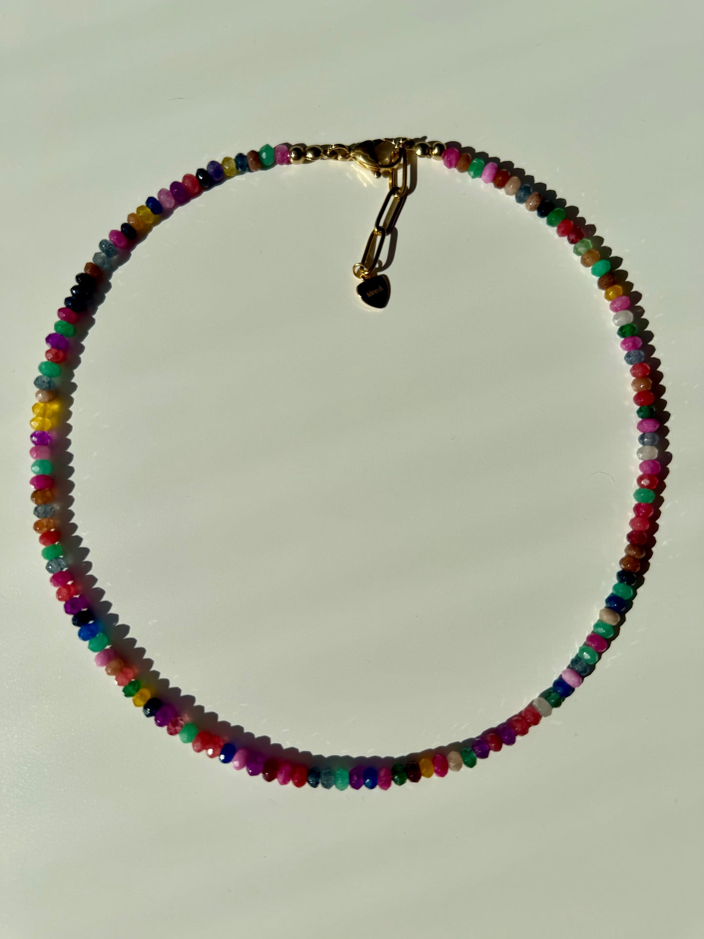Happy Pearls No. 3 – Gemstone Necklace with Colorful Faceted Stones – Handmade