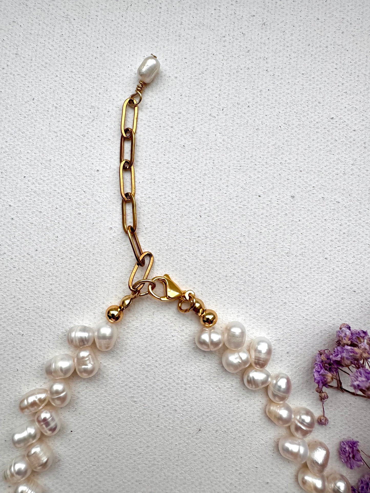 Süßwasserperlen Choker mit 18k vergoldetem Verschluss