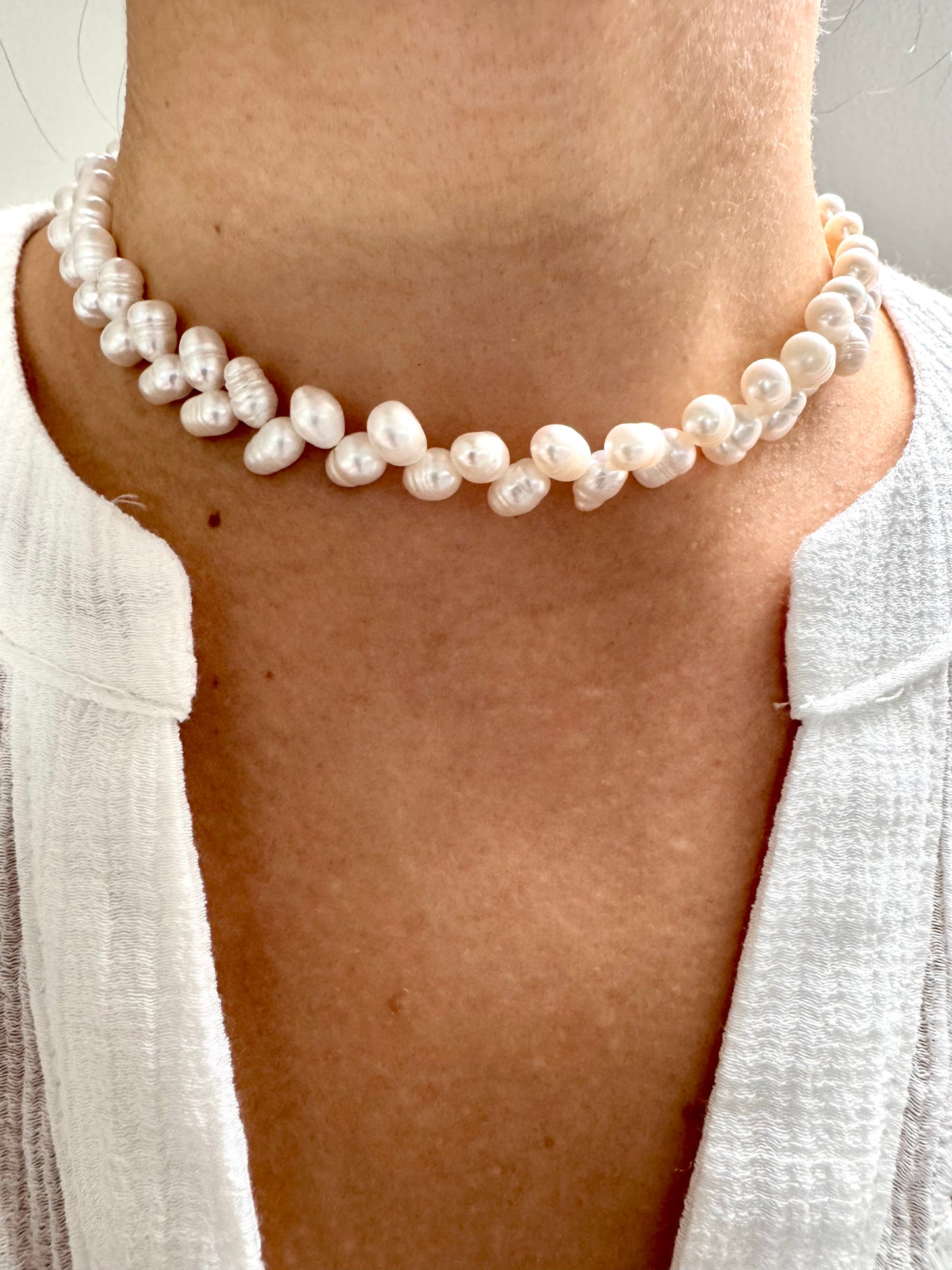 Süßwasserperlen Choker mit 18k vergoldetem Verschluss