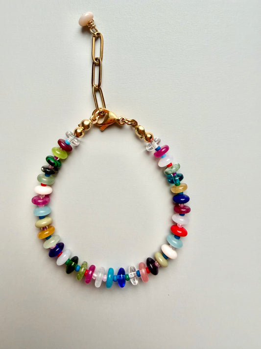Mosaic Light – 18 k vergoldetes Edelsteinarmband mit feinem Farbmix – handgefertigt