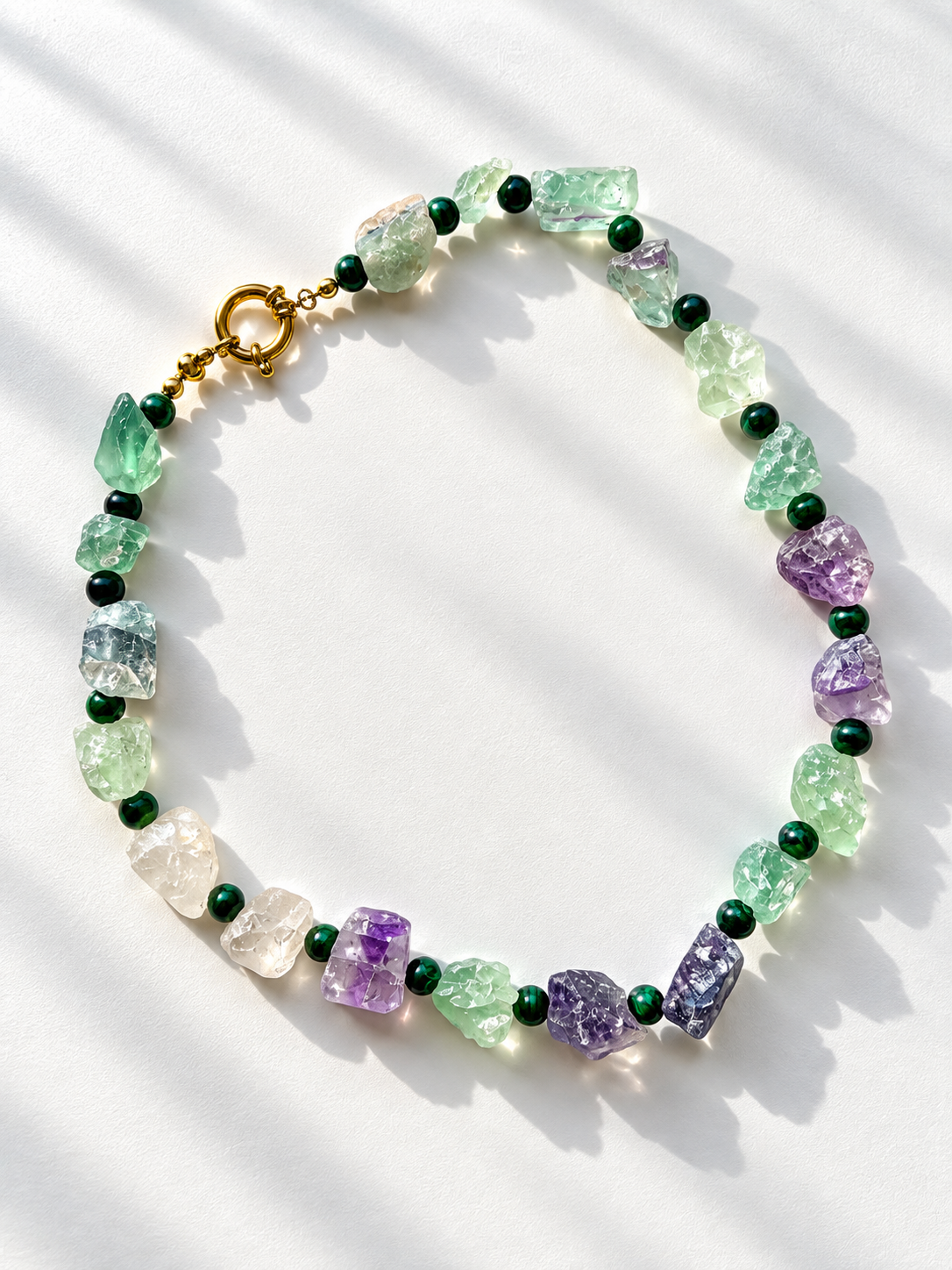 Crystal Forest – Kette mit Fluorit und grünem Tigerauge – Ansicht 4