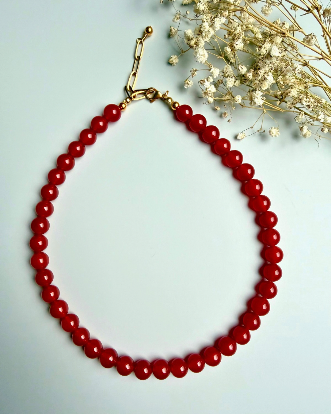 Scarlet Stone – Red Agate Necklace – Handmade