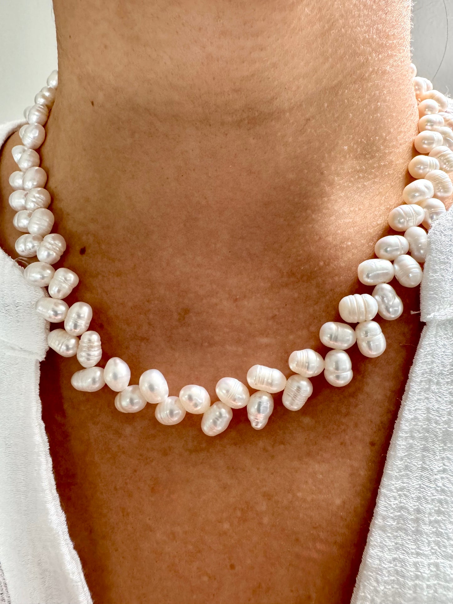 Süßwasserperlen Choker mit 18k vergoldetem Verschluss
