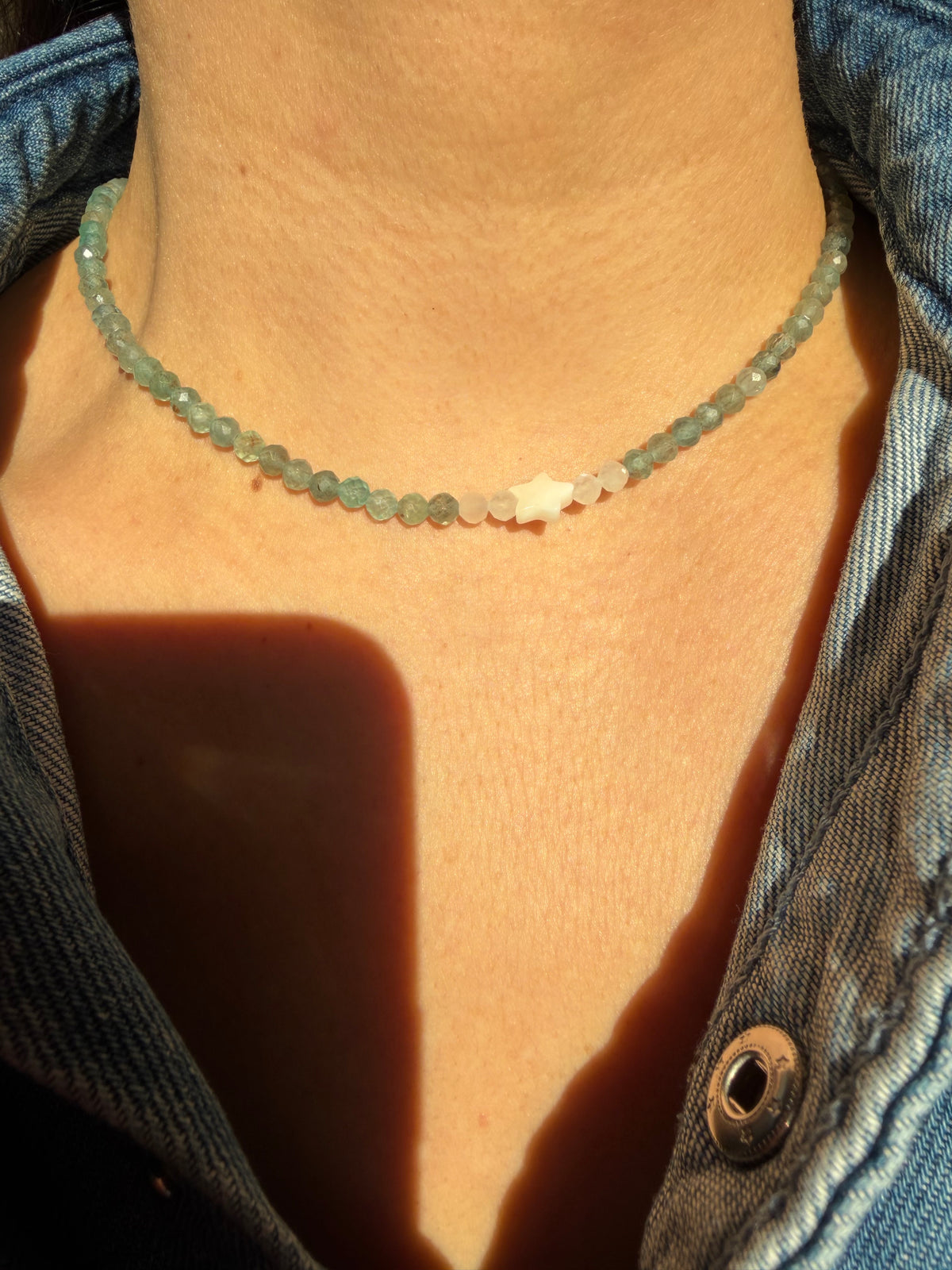 Sea Star – Halskette mit Aquamarin, Mondstein und Stern – Ansicht 5