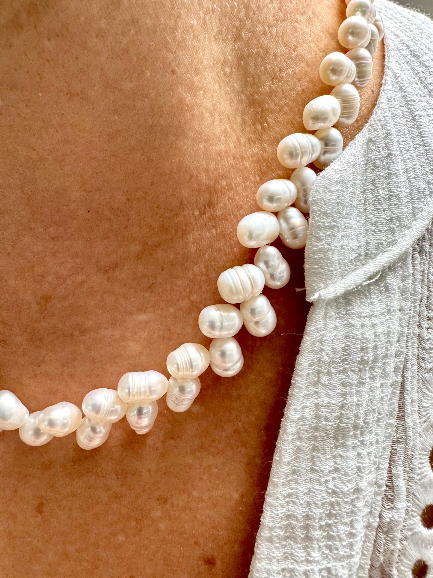 Süßwasserperlen Choker mit 18k vergoldetem Verschluss