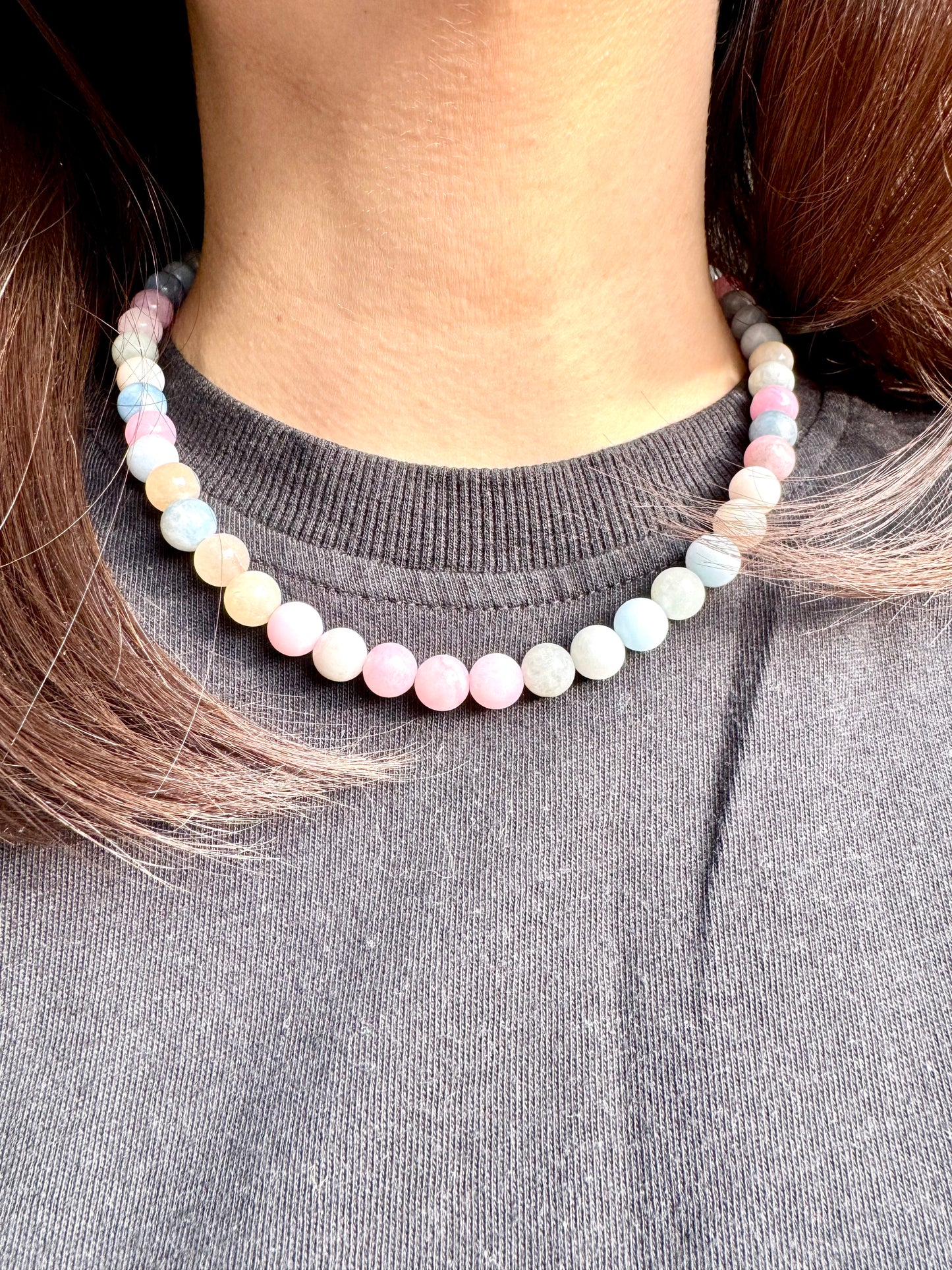 Bubble – Necklace made of morganite gemstones with 18k gold-plated clasp – handmade