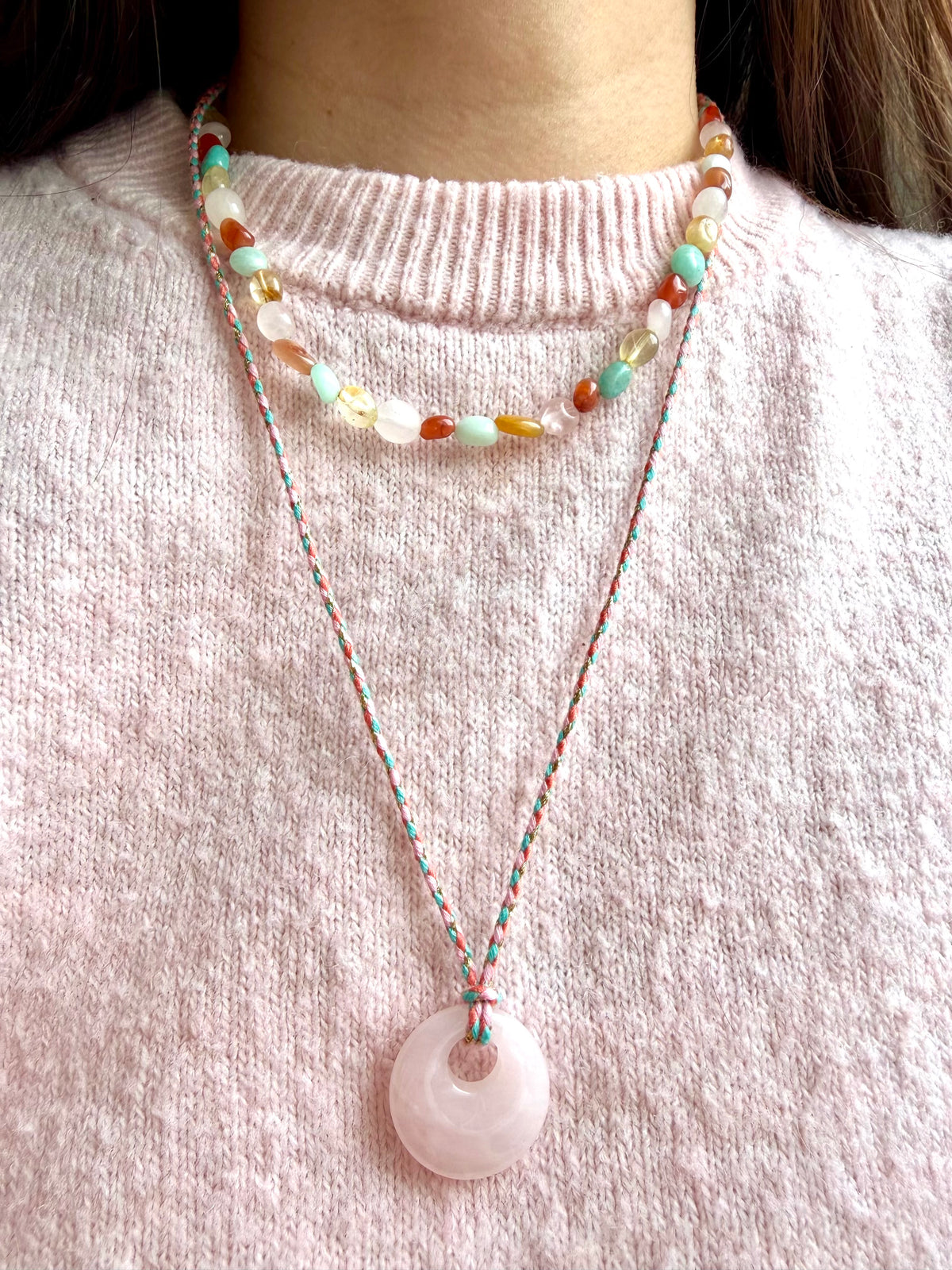 Sunset Candy – bunte Edelstein Halskette mit Naturstein-Mix – Ansicht 5