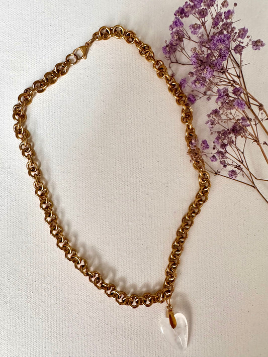 Statement-Kette mit Gliederkette & Herzanhänger