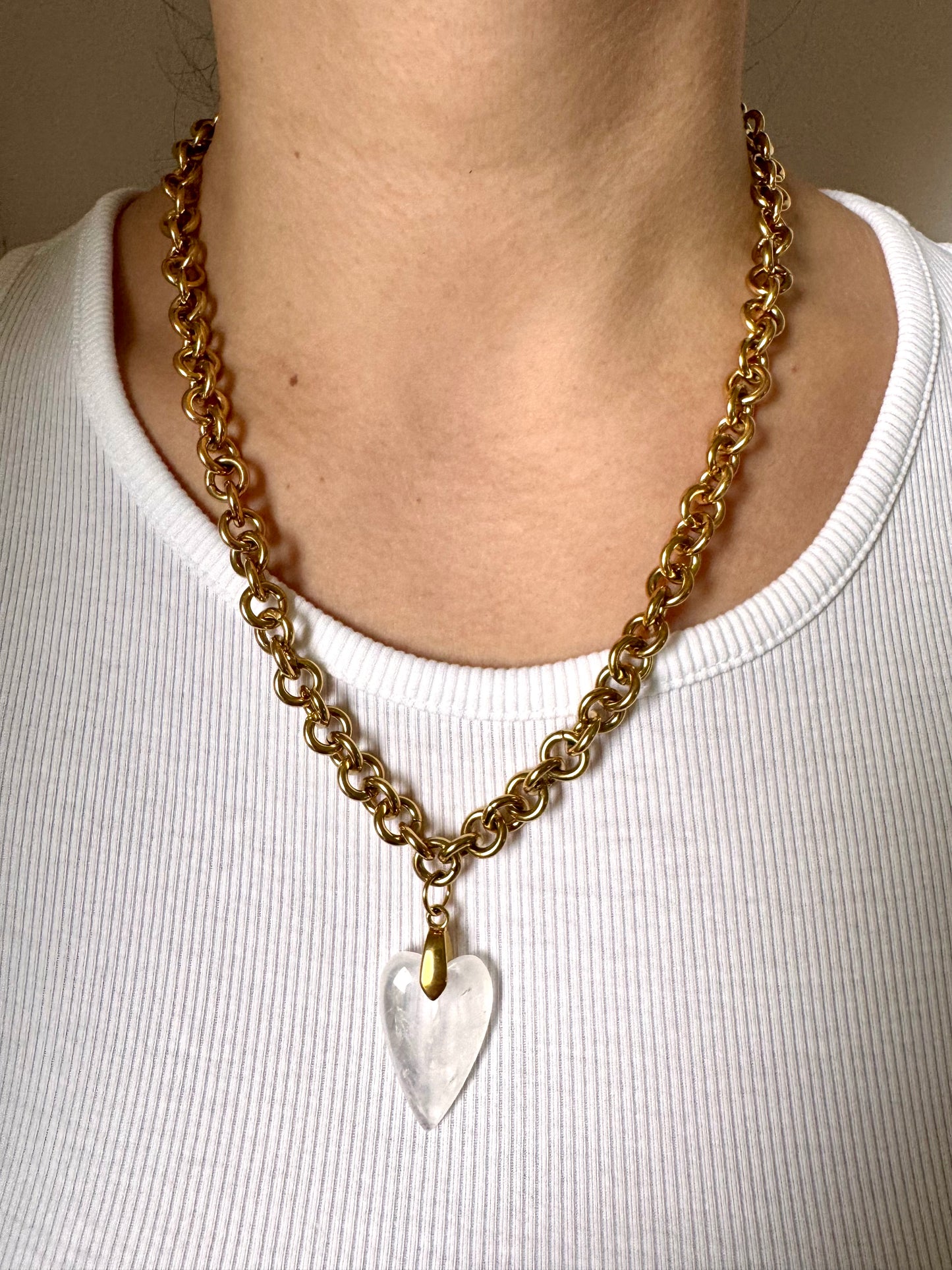 Statement-Kette mit Gliederkette & Herzanhänger