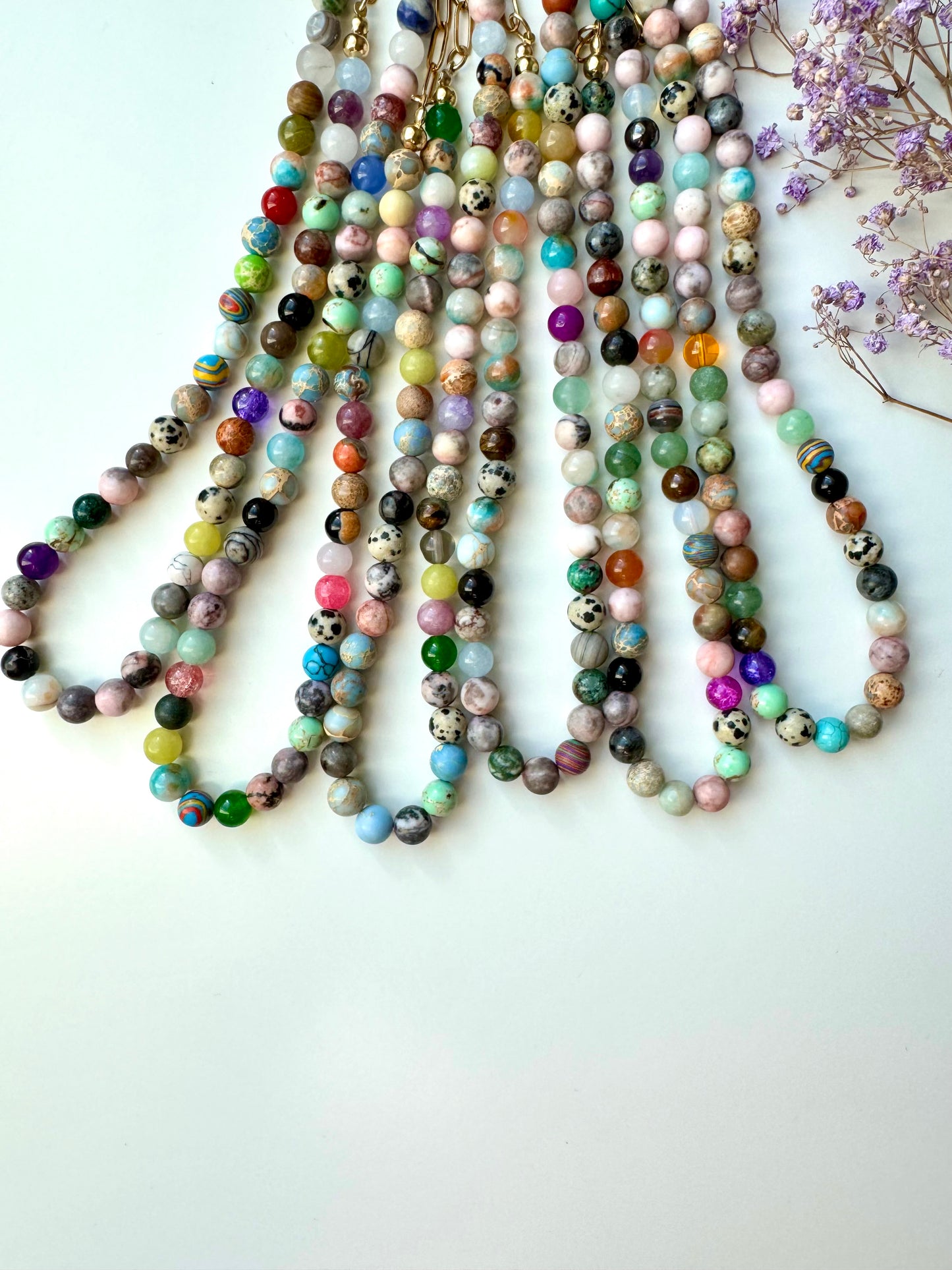 Bunte Edelstein-Halskette – Naturstein-Mix & 18k Vergoldet | Minnak