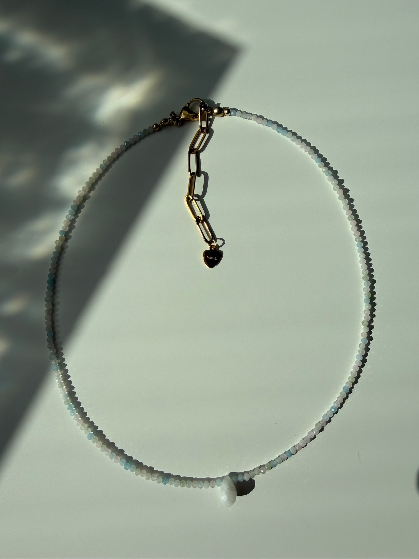 Sun Drop – 18k gold-plated gemstone necklace with white drop pendant – handmade