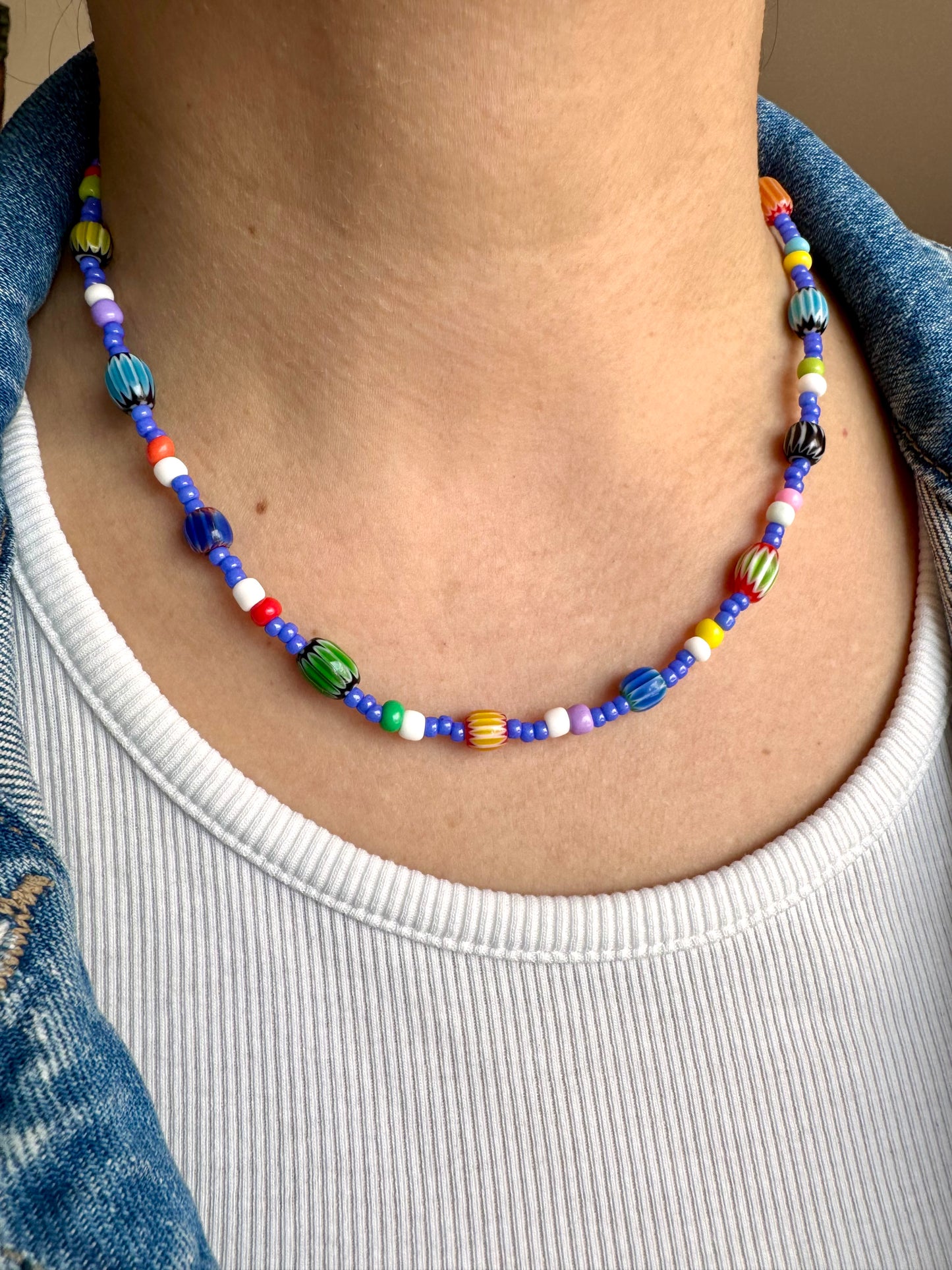 Halskette mit Miyuki- & Vintage-Glasperlen