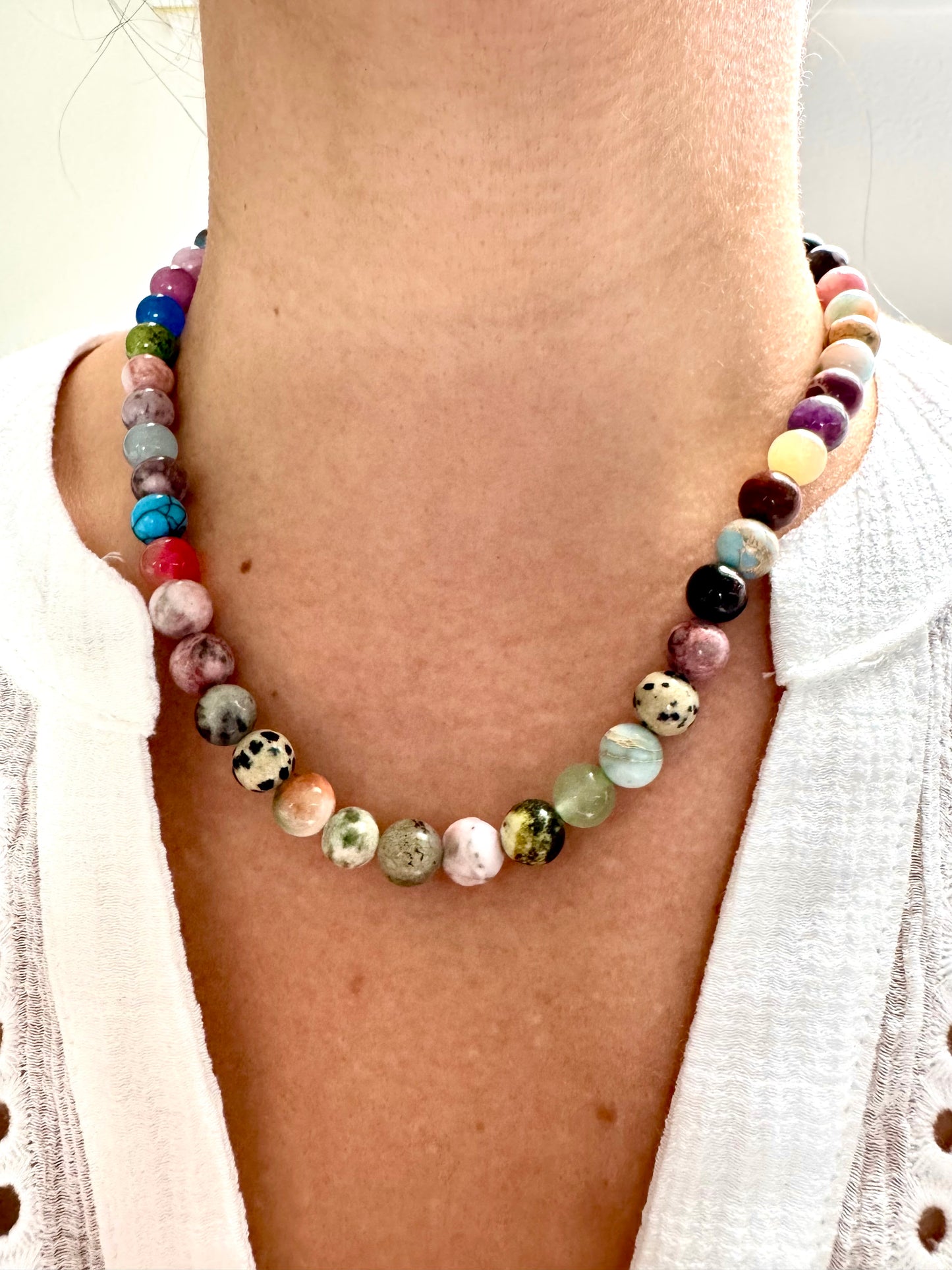 Bunte Edelstein-Halskette – Naturstein-Mix & 18k Vergoldet | Minnak