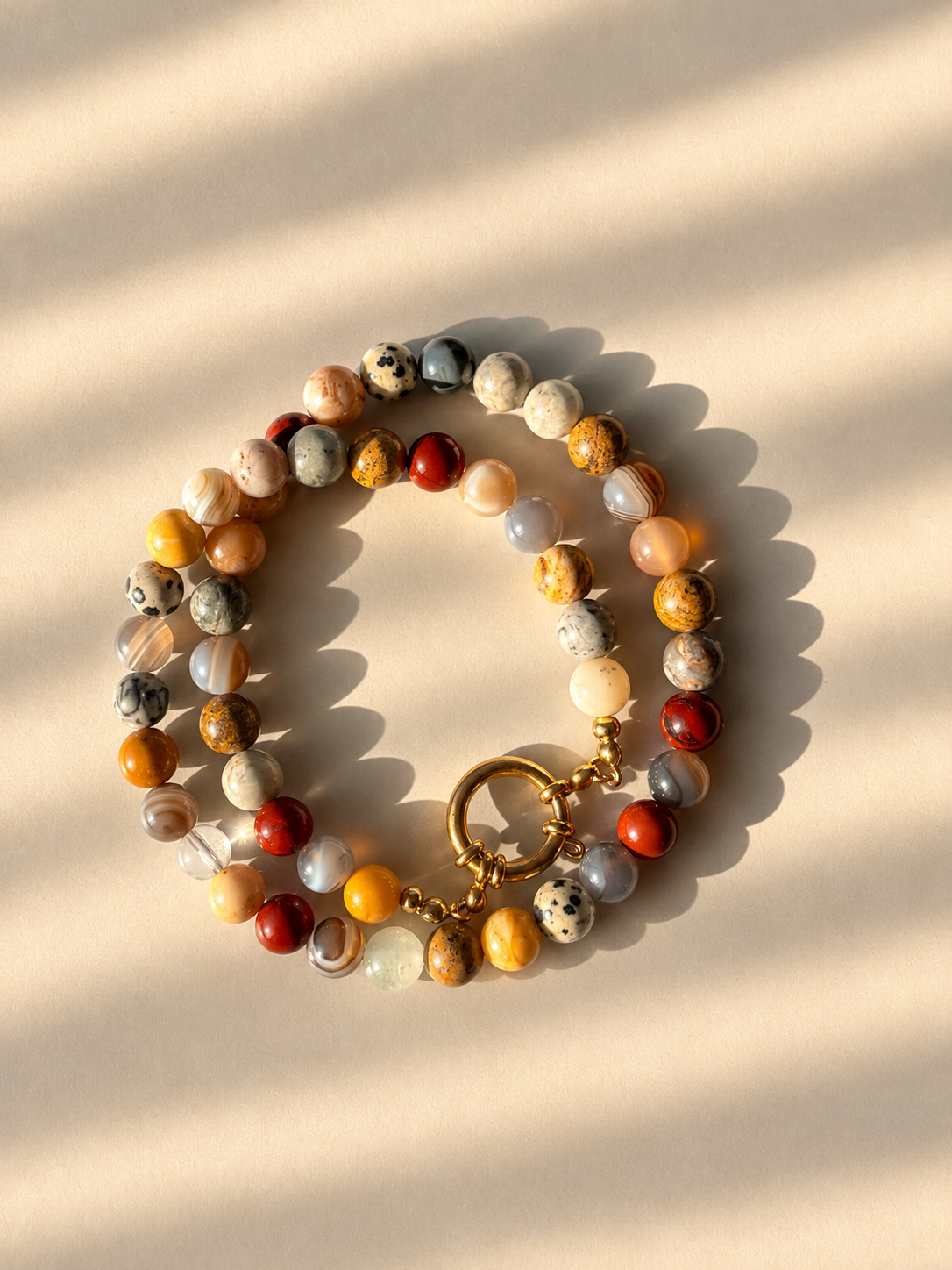 Earth Muse – Edelstein Halskette mit Jaspis, Achat & Natursteinen – handgefertigt