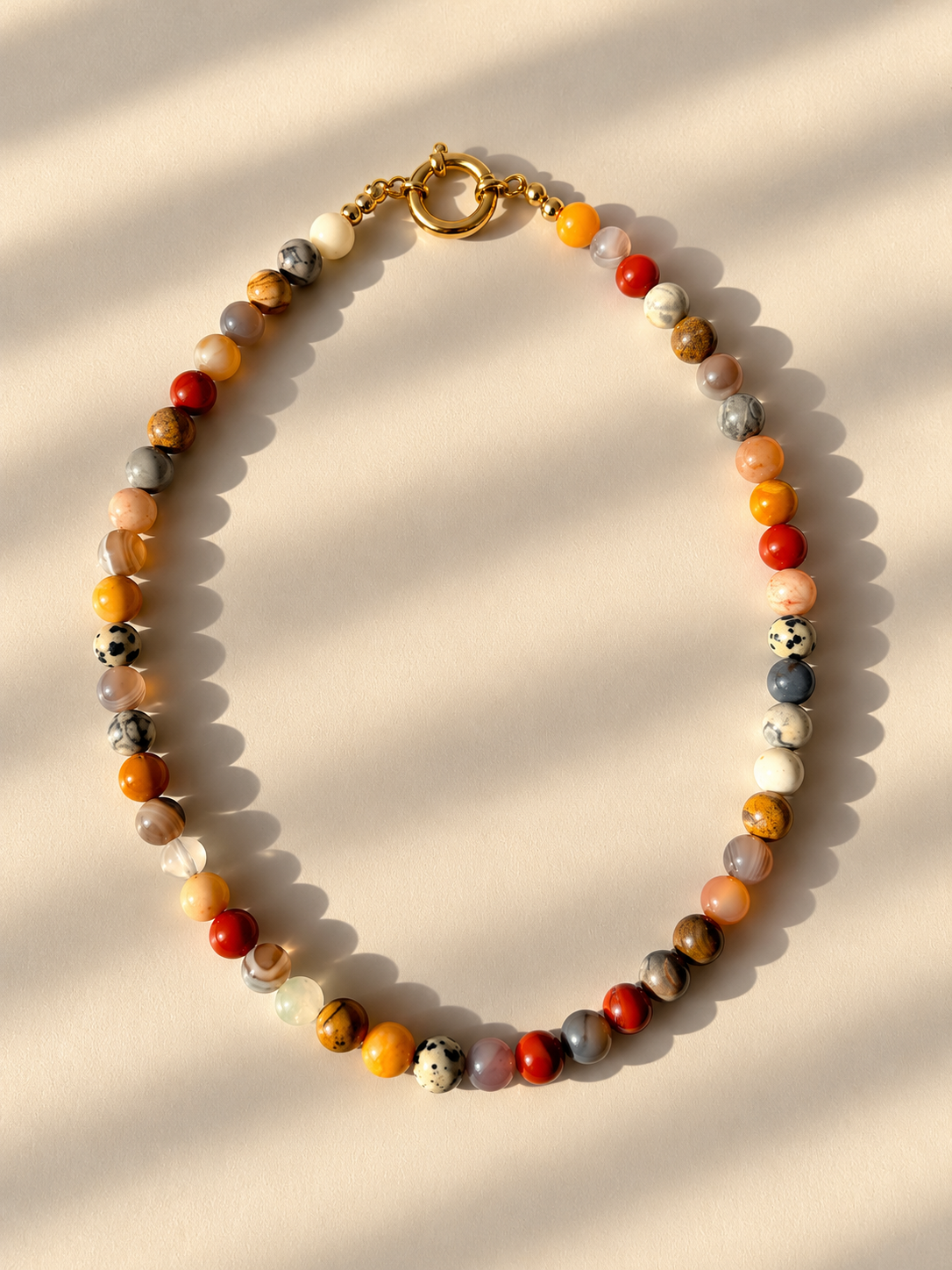 Earth Muse – Edelstein Halskette mit Jaspis, Achat & Natursteinen – handgefertigt