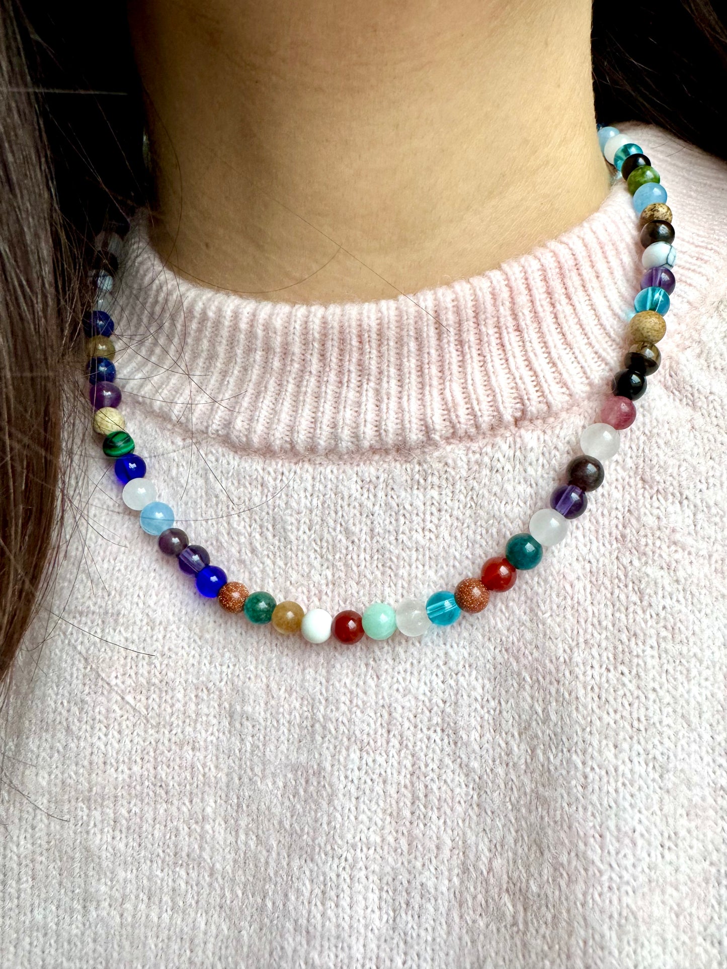 Lumi Balance – Colorful gemstone necklace with gold chain – handmade