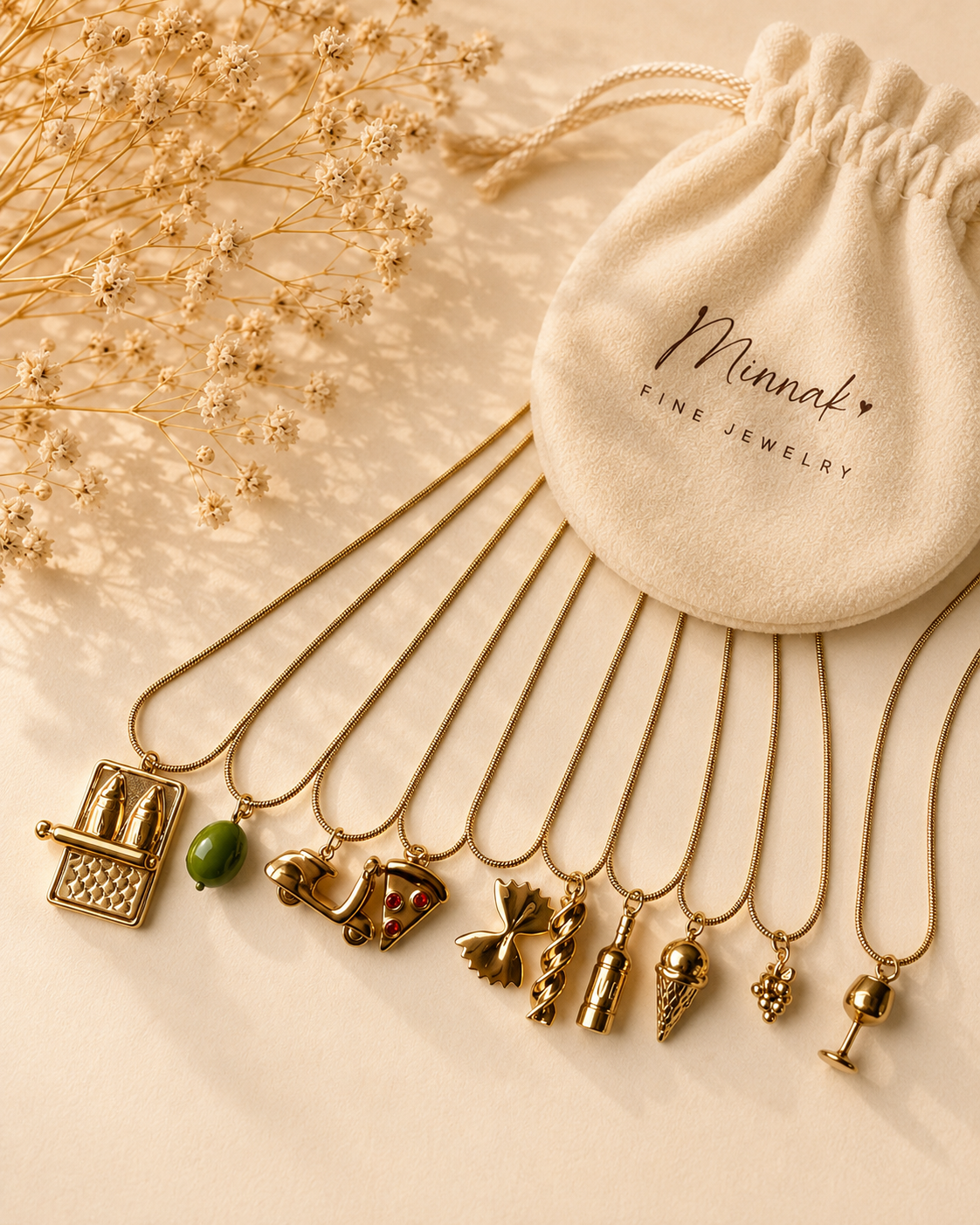 La Dolce Vita – Charm Halskette mit italienischen Motiven – handgefertigt