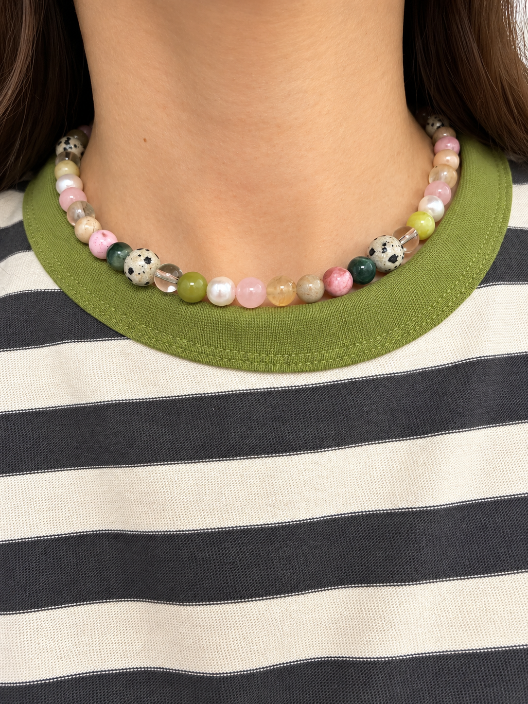 Candy Garden – bunte Edelstein Halskette mit Perlen – Ansicht 4