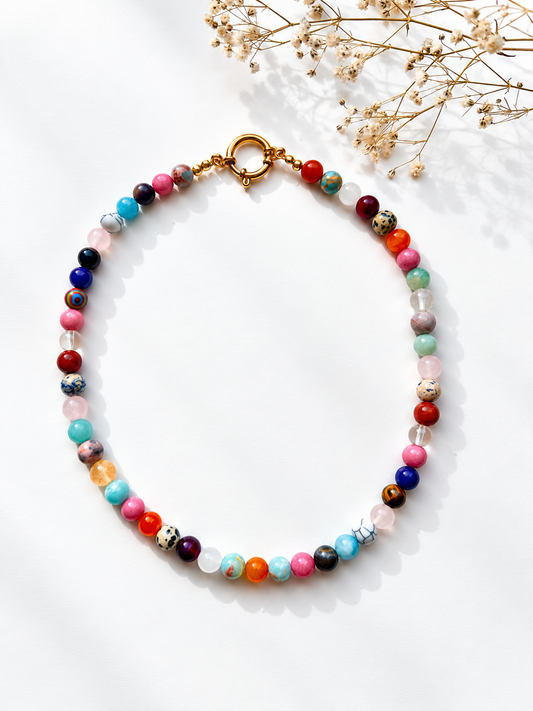 Candy Joy – Edelstein-Halskette mit buntem Steinmix – Ansicht 2