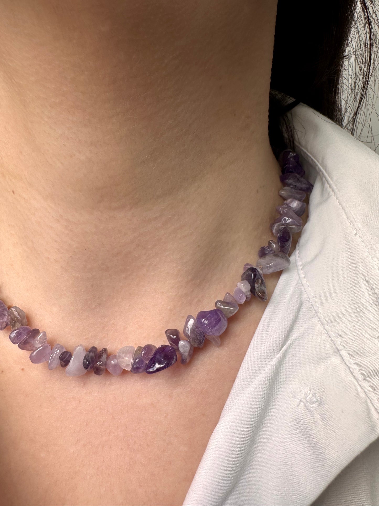 Gem Chip Necklace – 18k vergoldete Halskette mit Edelsteinchips in 4 Farben