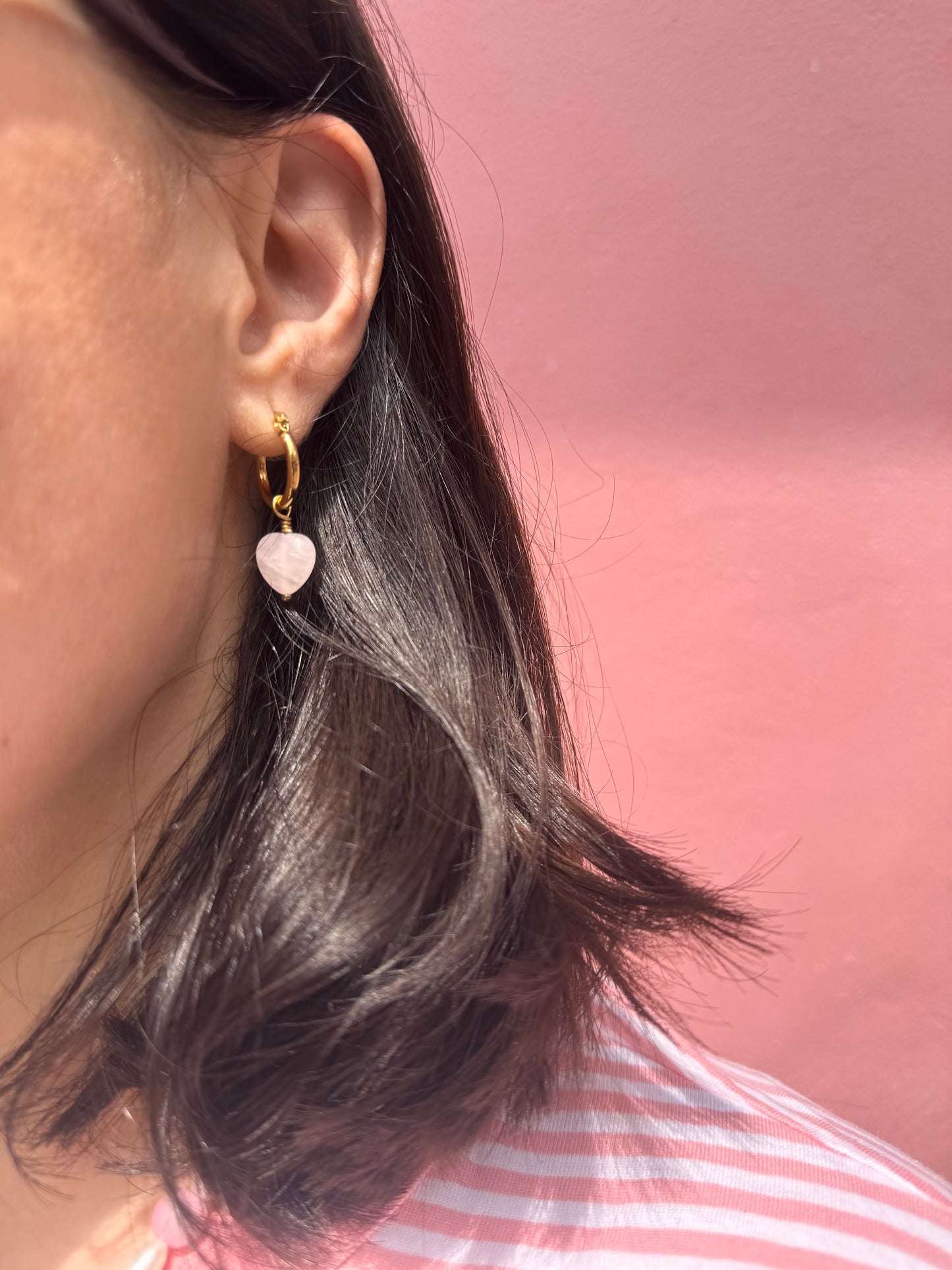 Zarte Herz Ohrringe Rosenquarz femininer Schmuck