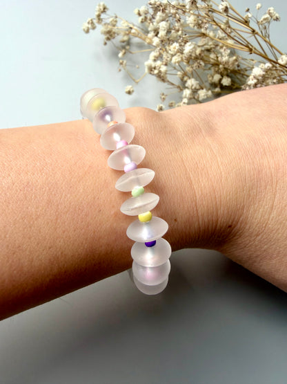 Candy Frost – Quartz Bracelet with Colorful Accents – Handmade