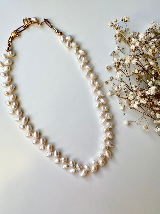 Süßwasserperlen Choker mit 18k vergoldetem Verschluss