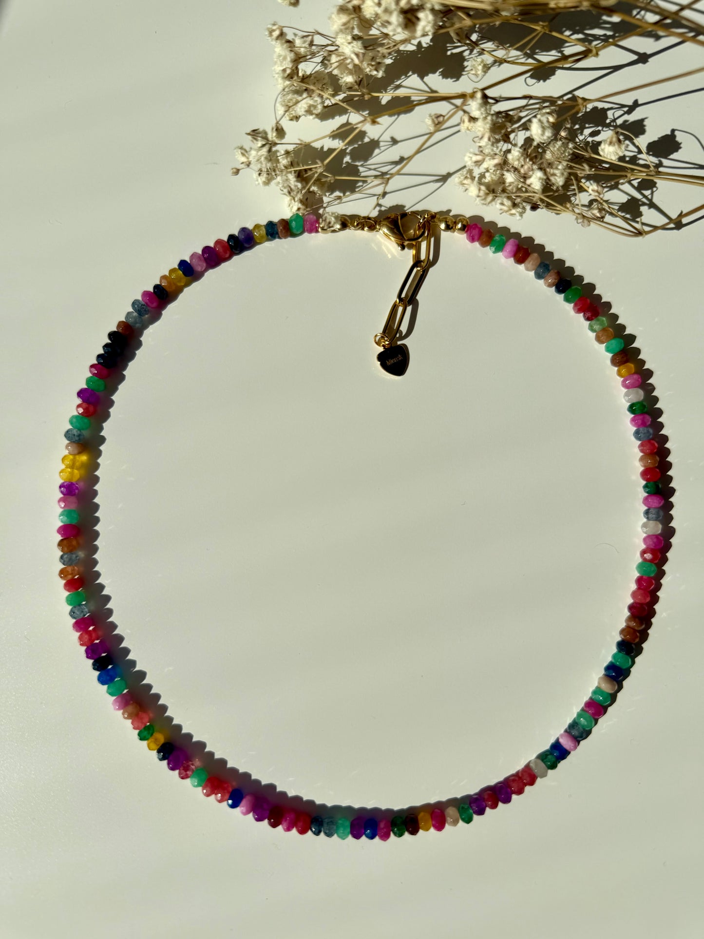 Happy Pearls No. 3 – Gemstone Necklace with Colorful Faceted Stones – Handmade