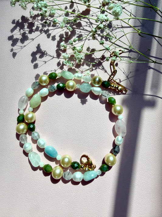 Gem &amp; Pearl Harmony Necklace – Necklace with freshwater pearls and gemstones