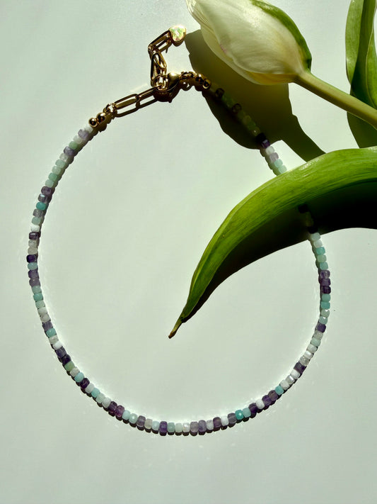 Happy Pearls No. 5 - Edelstein Halskette in Pastelltönen handgefertigt