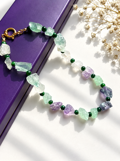 Crystal Forest – Kette mit Fluorit und grünem Tigerauge