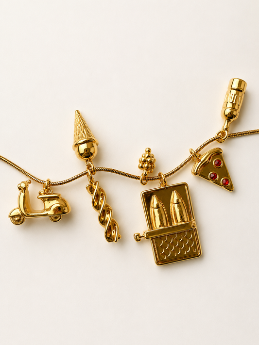 La Dolce Vita – Charm Halskette mit italienischen Motiven – handgefertigt