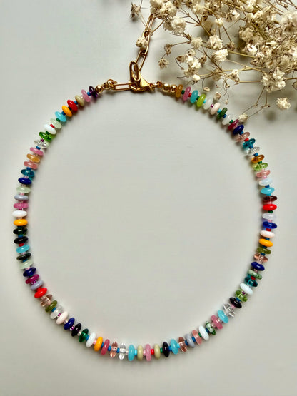 Mosaic Light – 18k gold-plated gemstone necklace with a fine mix of colors – handmade