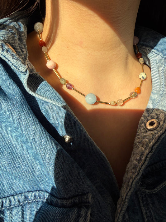 Color Bliss – Halskette aus bunten Edelsteinen & 18k vergoldeten Details – handgefertigt