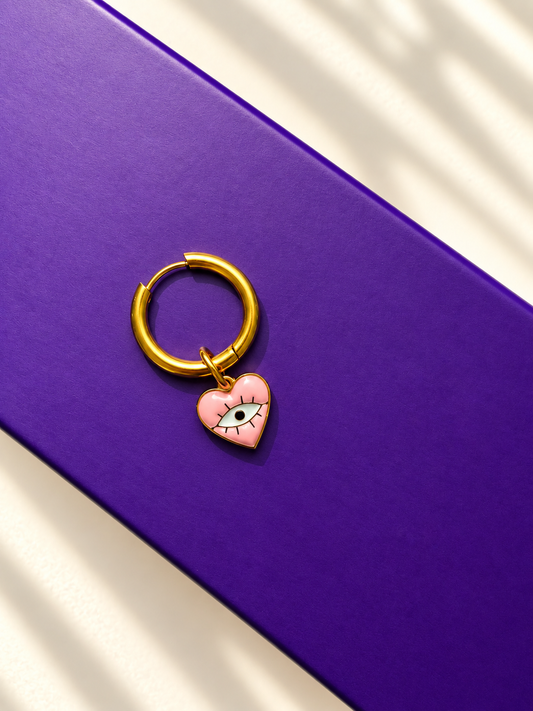 Lucky Eye – Charm mit Herz und Augen-Motiv für Mix & Match Creolen