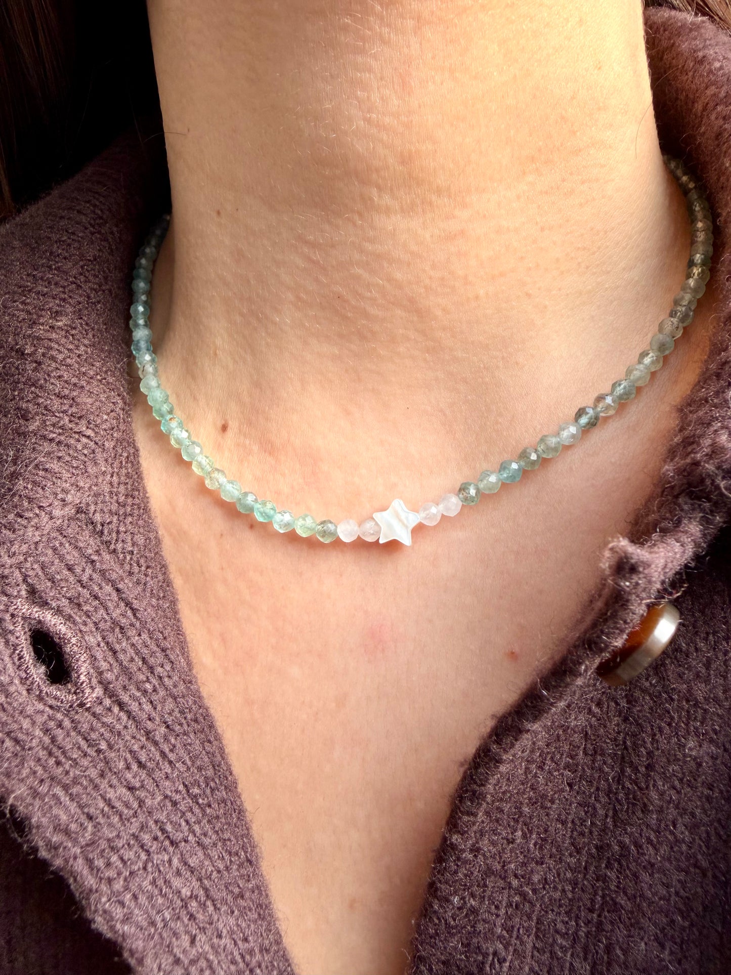 Sea Star – Necklace with aquamarine, moonstone &amp; star – handmade