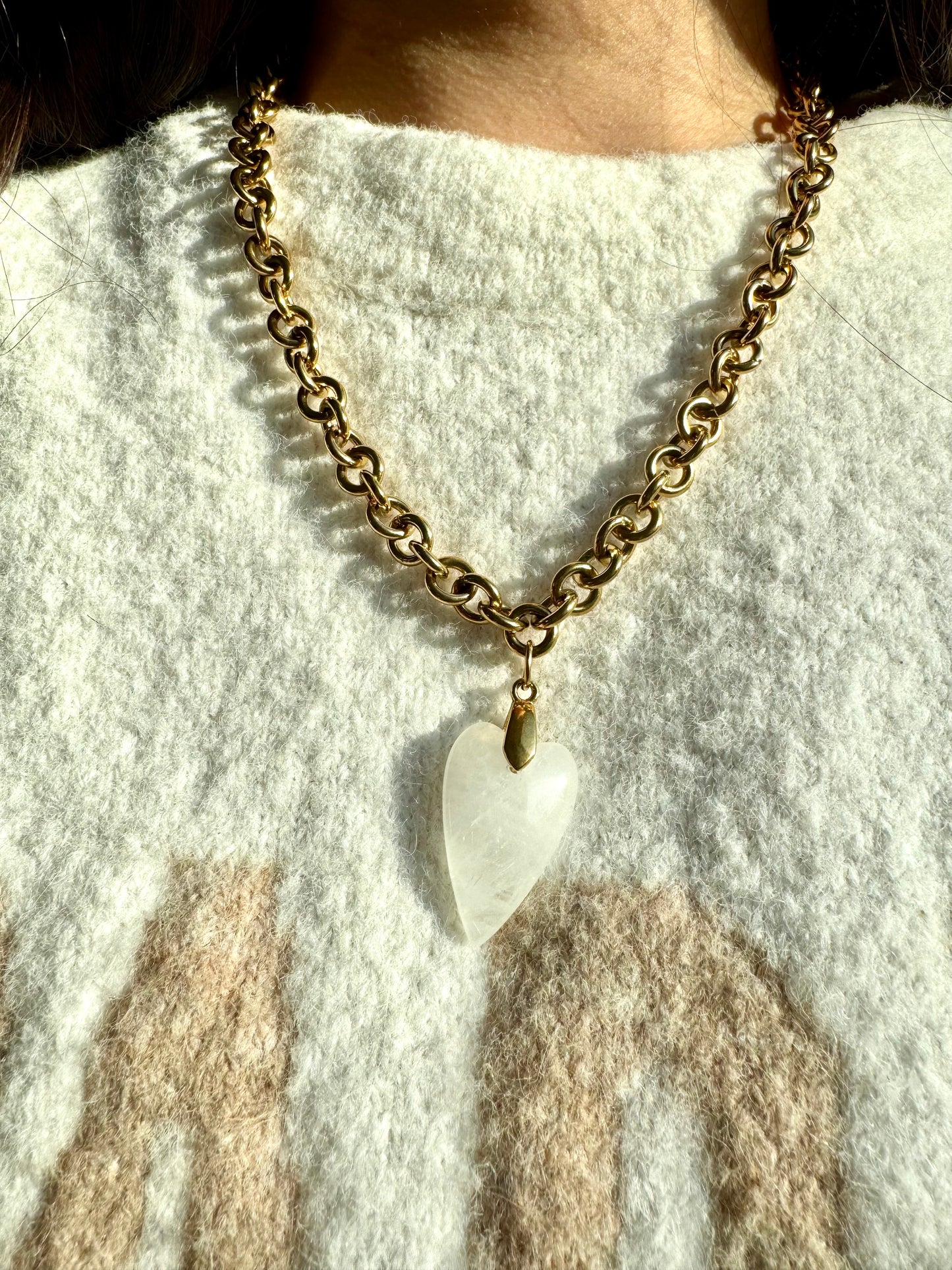 Statement-Kette mit Gliederkette & Herzanhänger