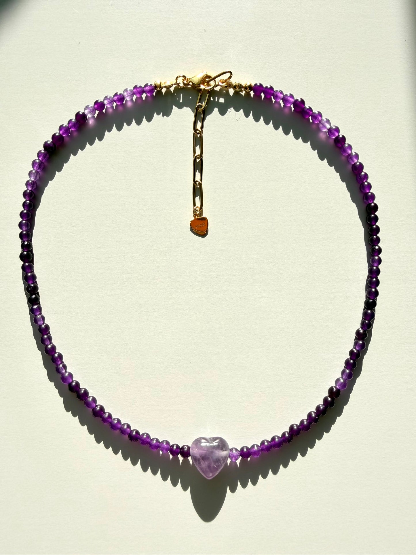 Amethyst Heart – Amethyst Kette mit Herz Anhänger – handgefertigt