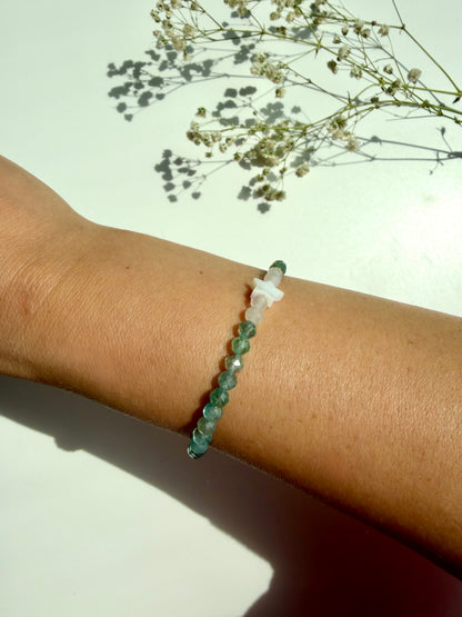 Sea Star Armband mit Aquamarin, Mondstein & Muschelstern – handgefertigt