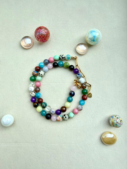Candy Joy – 18k gold-plated gemstone necklace with a colorful mix of stones – handmade