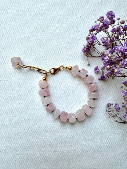 Chunky-Armband aus facettiertem Rosenquarz